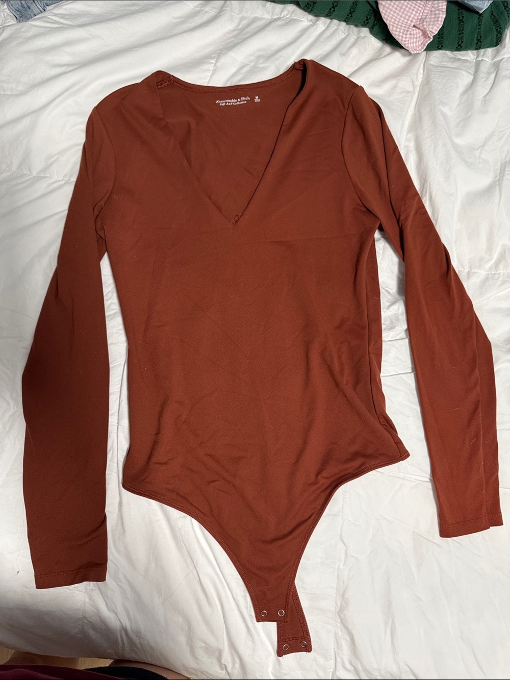 Abercrombie & Fitch Rust V Neck Bodysuit